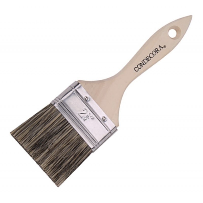 BROCHA CONDECORA 2 1/2 CERDA GRIS MANGO MADERA